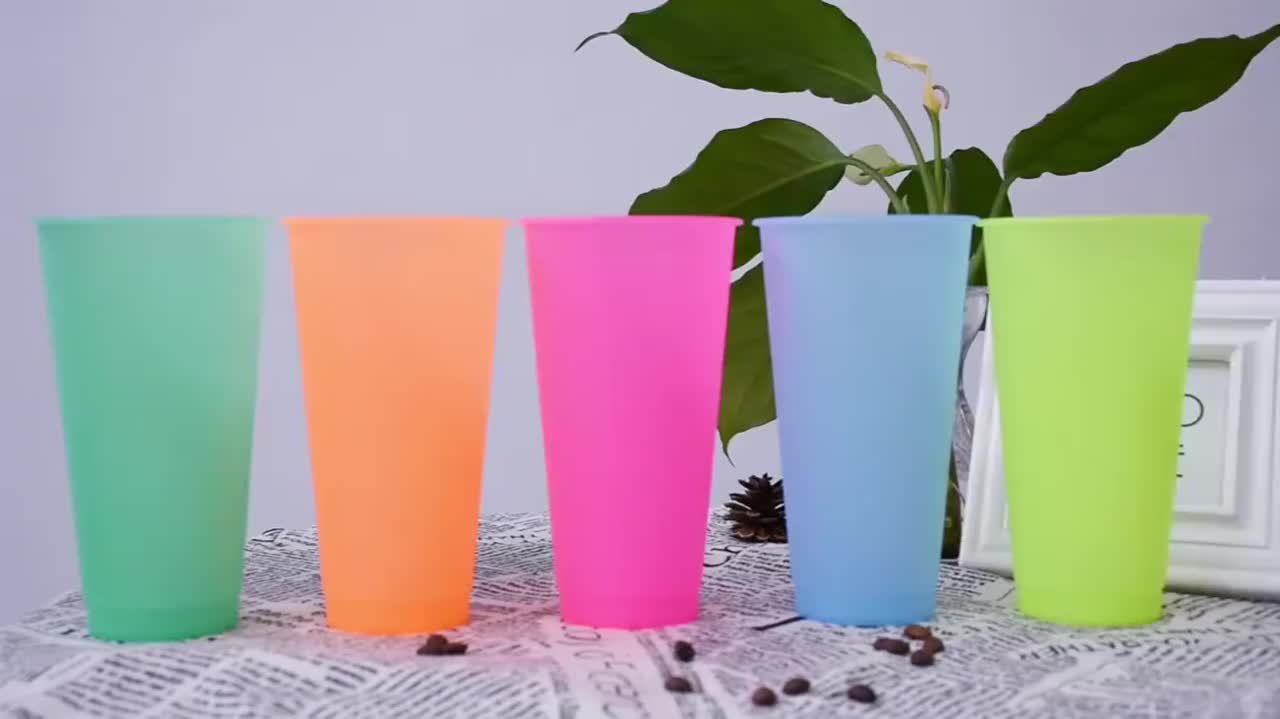 Wholesale Temperature Gradient Cold Drinks 24oz 700ml Reusable Plastic