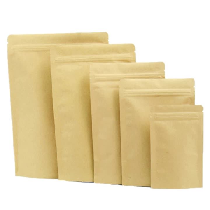 2022 Resealable Kraft Paper Bags Aluminum Foil Lined Kraft Paper
