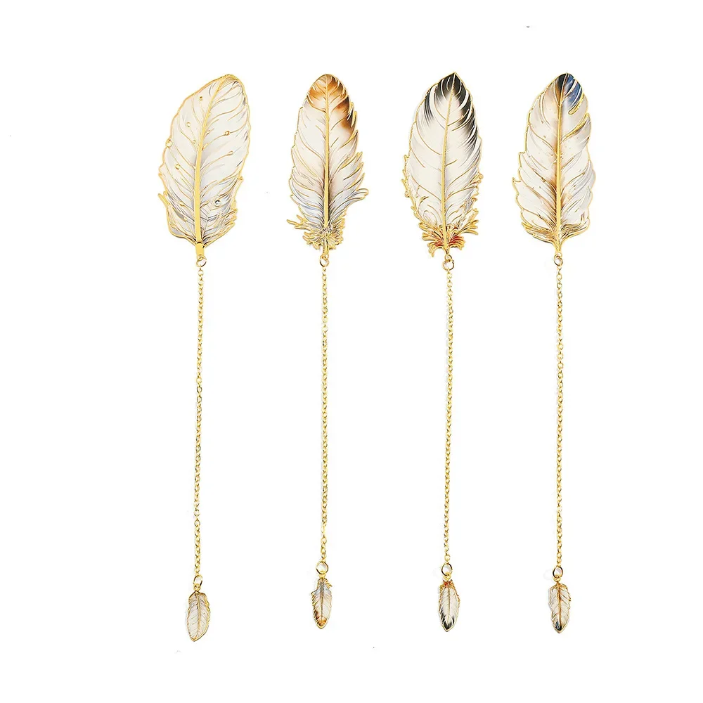 Retro Feather Bookmark Creative Metal Feather Leaf Bookmark Cross-border Cultural and Creative Gift