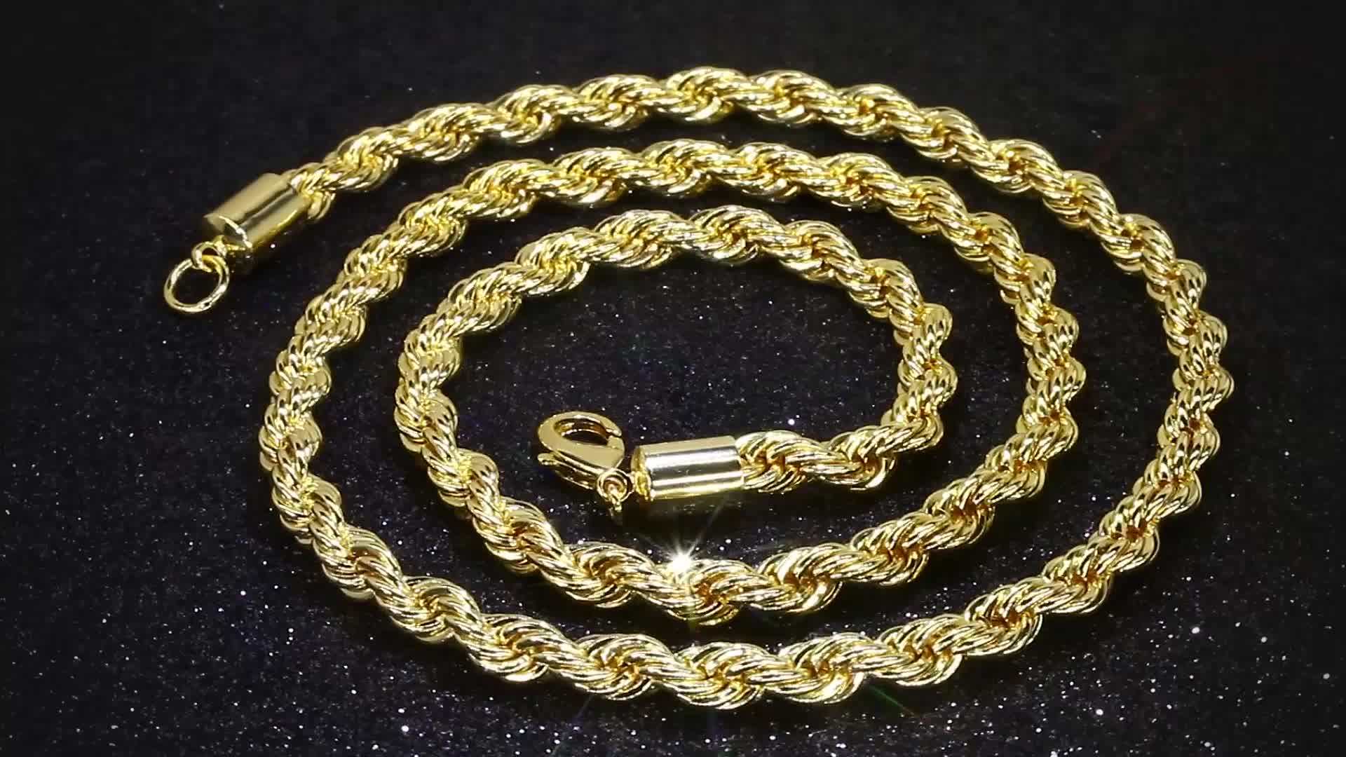KRKC&CO Herren Cuban Link Kette - 14K Gold/Silber Edelstahl 3-6mm Länge 45-61cm