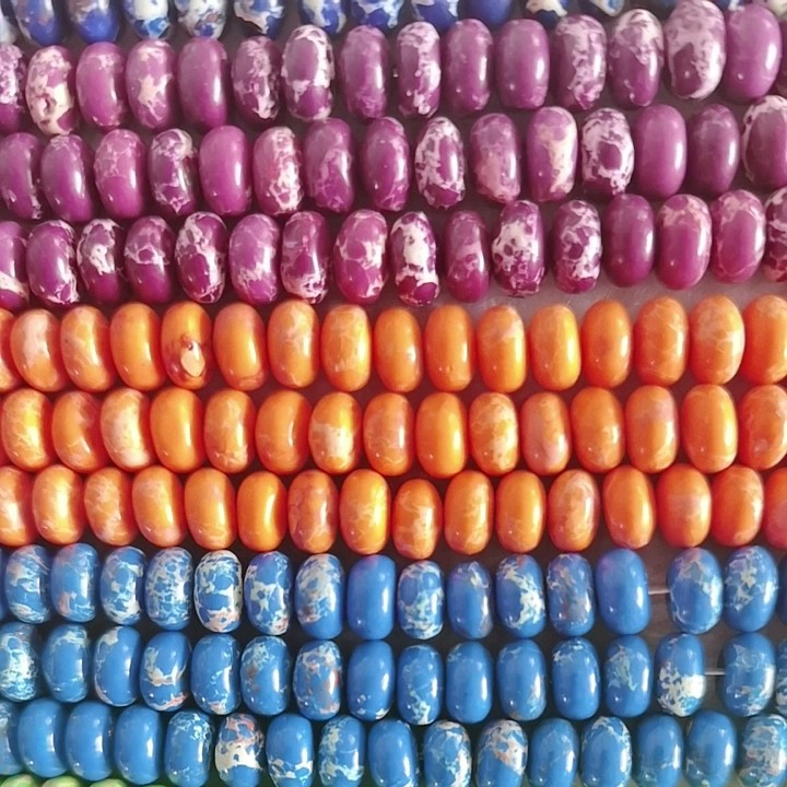 Imperial Jasper Sea Sediment Wheel Beads Natural Phosphosiderite Smooth Rondelles Gemstone Loose