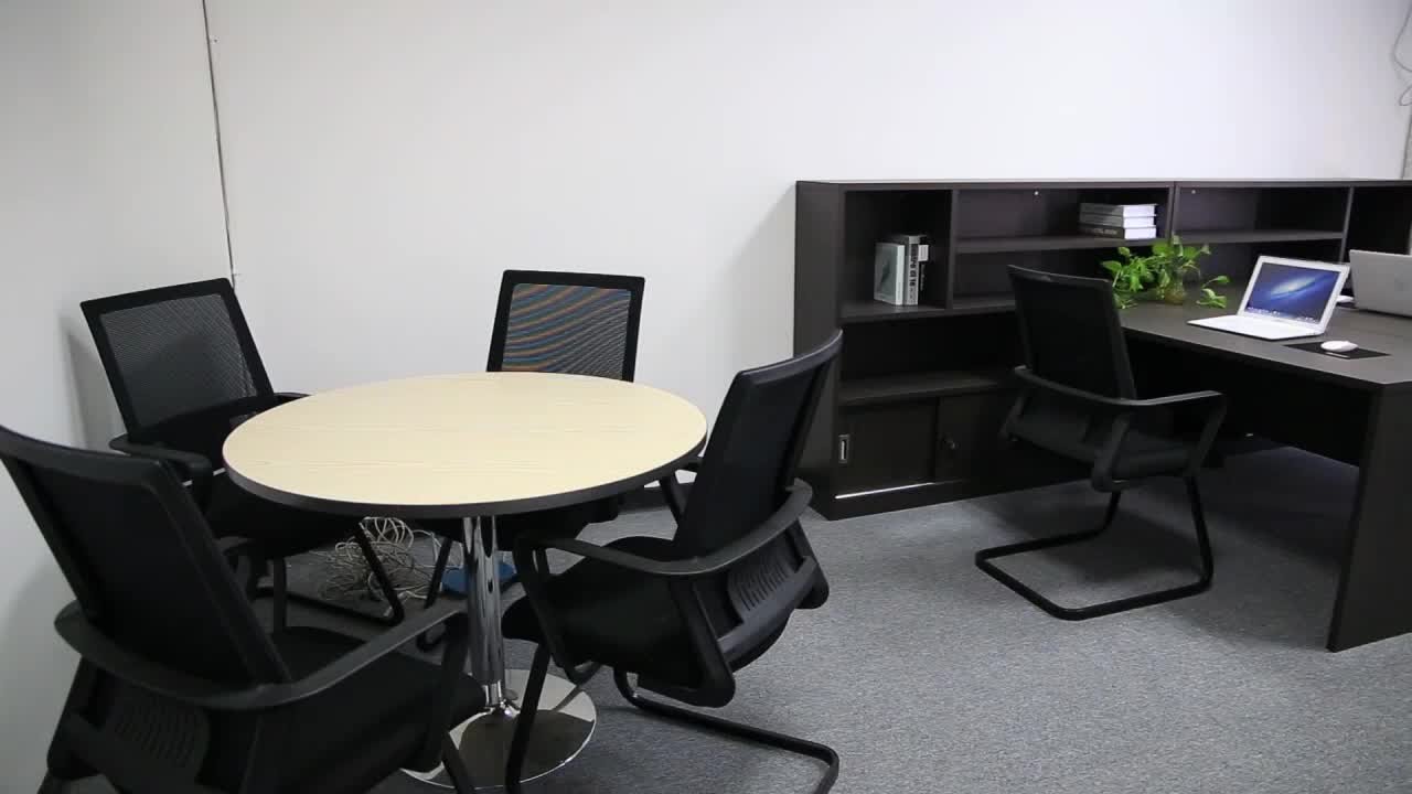 Black Wood Office Executive Desk Modern Table With Cabinet Office Set