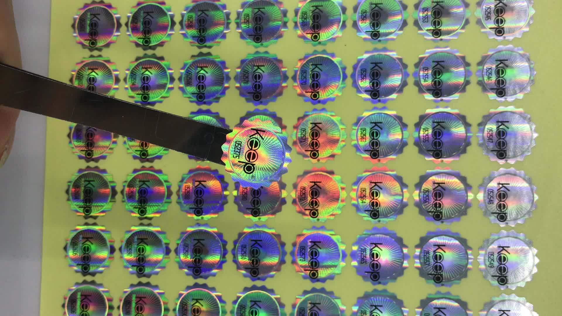 Custom Made 3d Hologram Sticker With Logo And Serial Number,Sequential