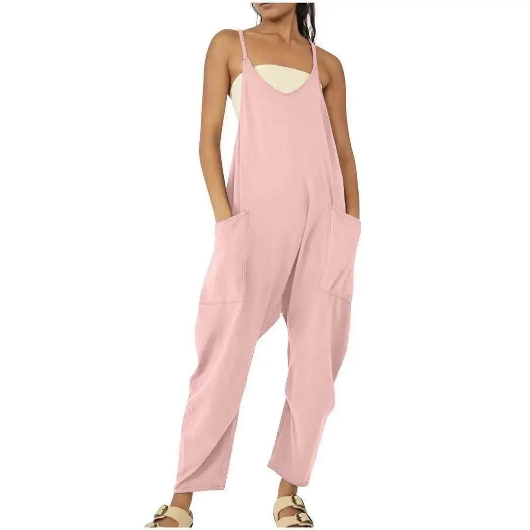 Women's European and American Fashion 2025 Zipper Pocket Straps Bodysuit Pants Overalls with Belts on eBay and Amazon Independent Stations