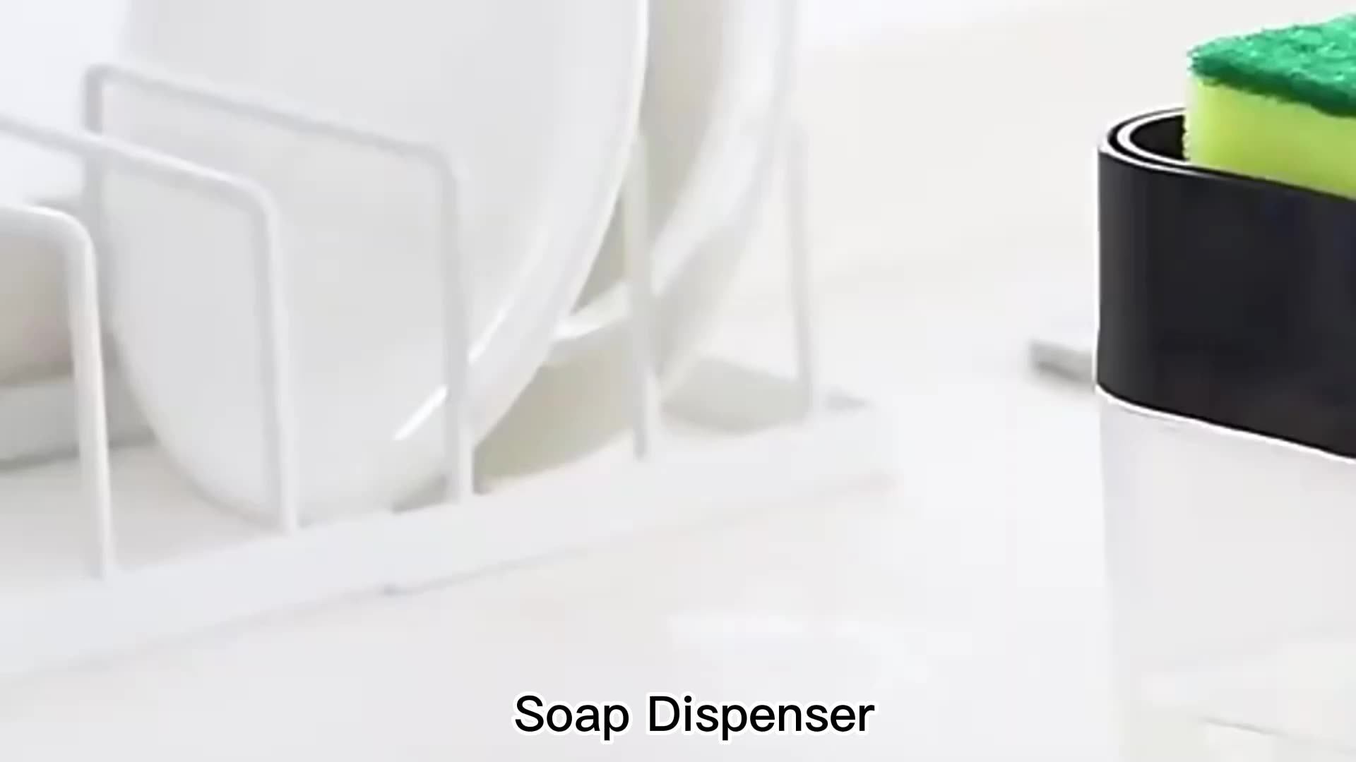 Creative 2 In 1 Manual Press Dish Soap Dispenser With Sponge Bathroom