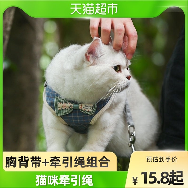 Kitty traction rope Home Cat Rope Small Cat Vest Style Anti-Escape Cat Rope Walking Cat Hanging Rope Chest Holding Baby Bag Adjustable