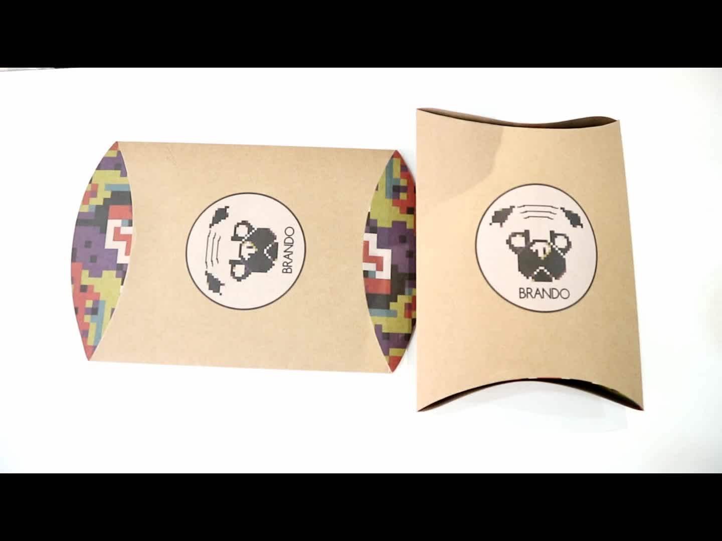 Embossing Brown Kraft Pillow Custom Made Boxes Pillow Jewelry Gift Box