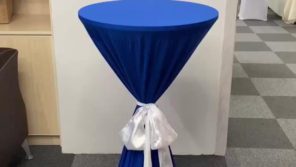 Special Cream Spandex Table Cover Cocktail With Metallic Gold Spandex