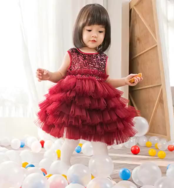 Cad215 De Las Niñas Vestido De Fiesta Bebé Niños Vestido Rojo Bebé Vestido De 1 Año Vestidos De Bebé Niña Vestidos - Buy De Bebé Vestidos,1 Año Vestidos