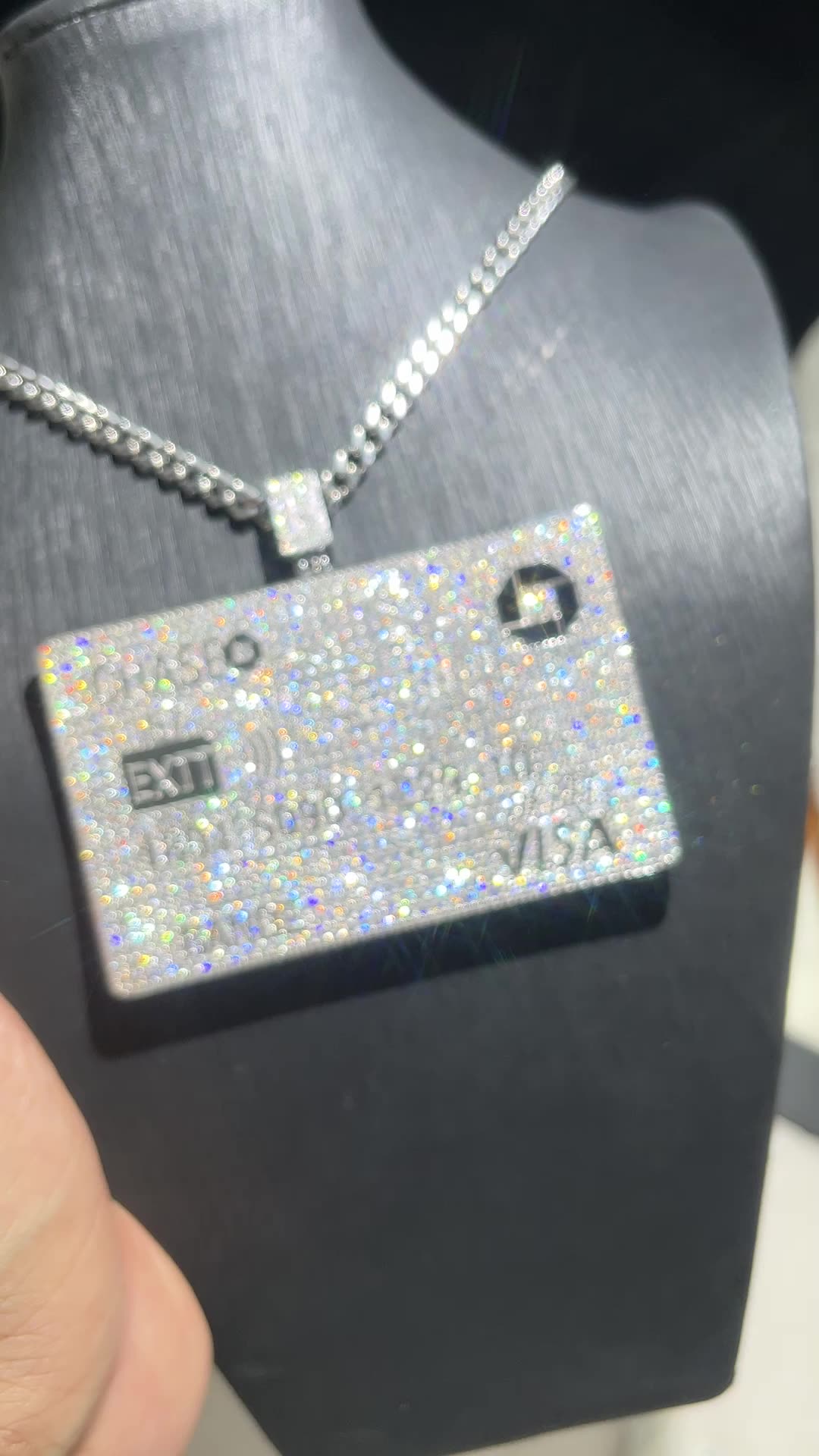 Credit Card Pendant Silver 10k 14k 18k Custom Def Vvs Moissanite