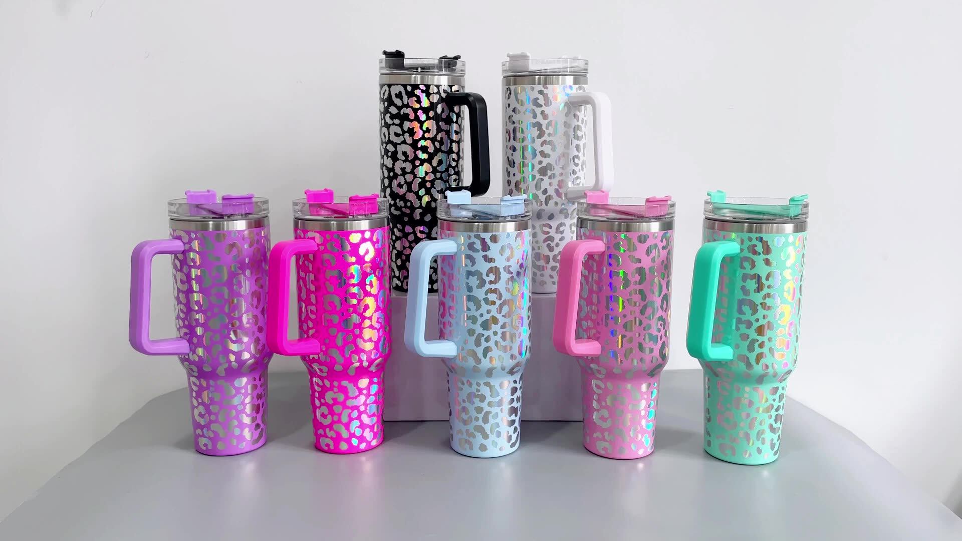 40oz Leopard Print Tumbler With Handle Leopard Coffee Mug 40oz