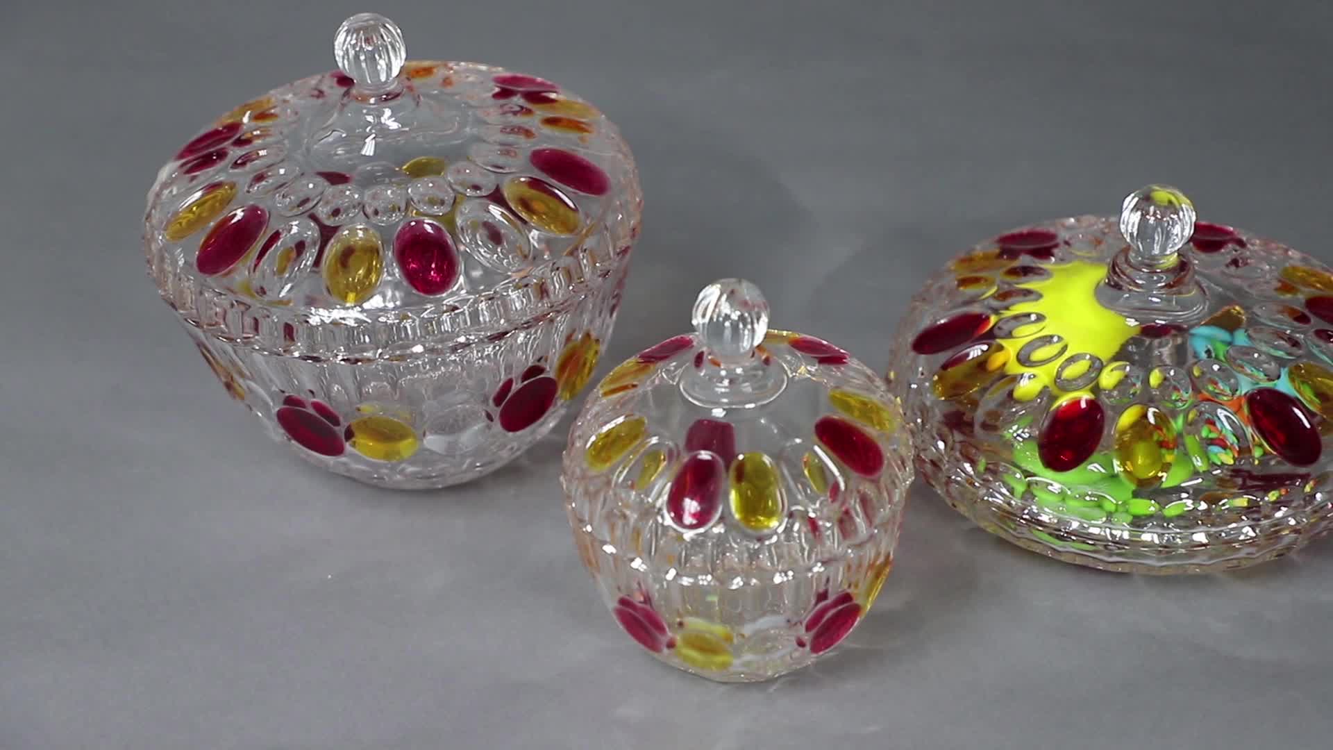 Factory Price 2pcs Glass Candy Jar Sugar Glass Jar With 1pc Plate And