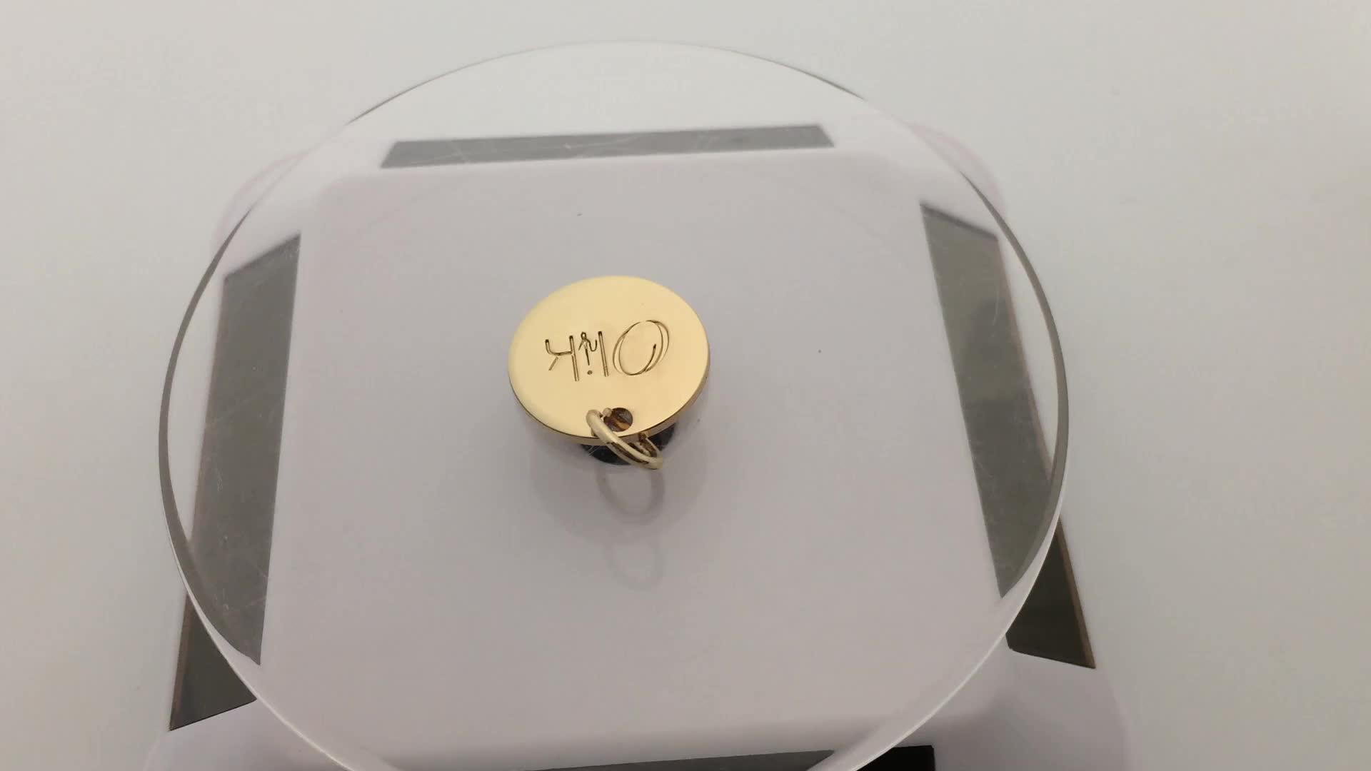 Custom One Hole Small Engraved Logo Metal Jewelry Tags Pendant Charms