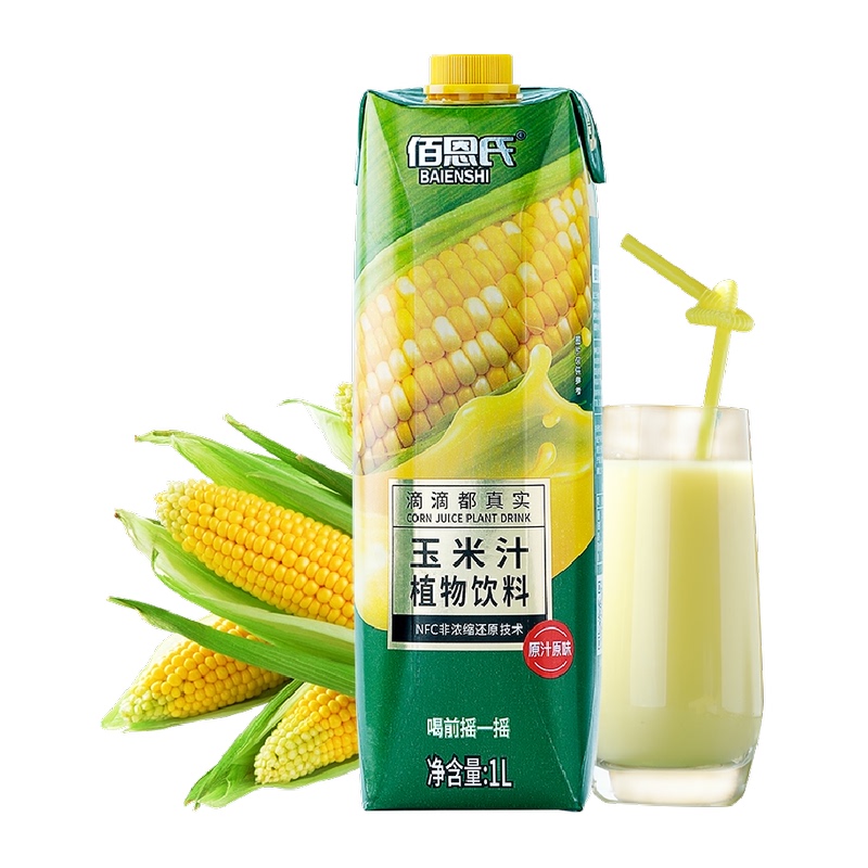100 Eng. NFC Fruit Corn Juice Freshly Squeezed Juice Cereal Drink Breakfast 0 Grease Fruit Juice Large Bottle 1L-Taobao