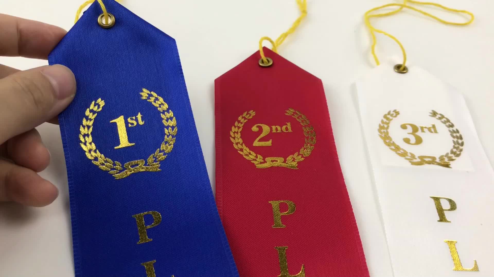 Wholesale Blank Polyester Satin Ribbon Premium Award Ribbons 1st 2nd