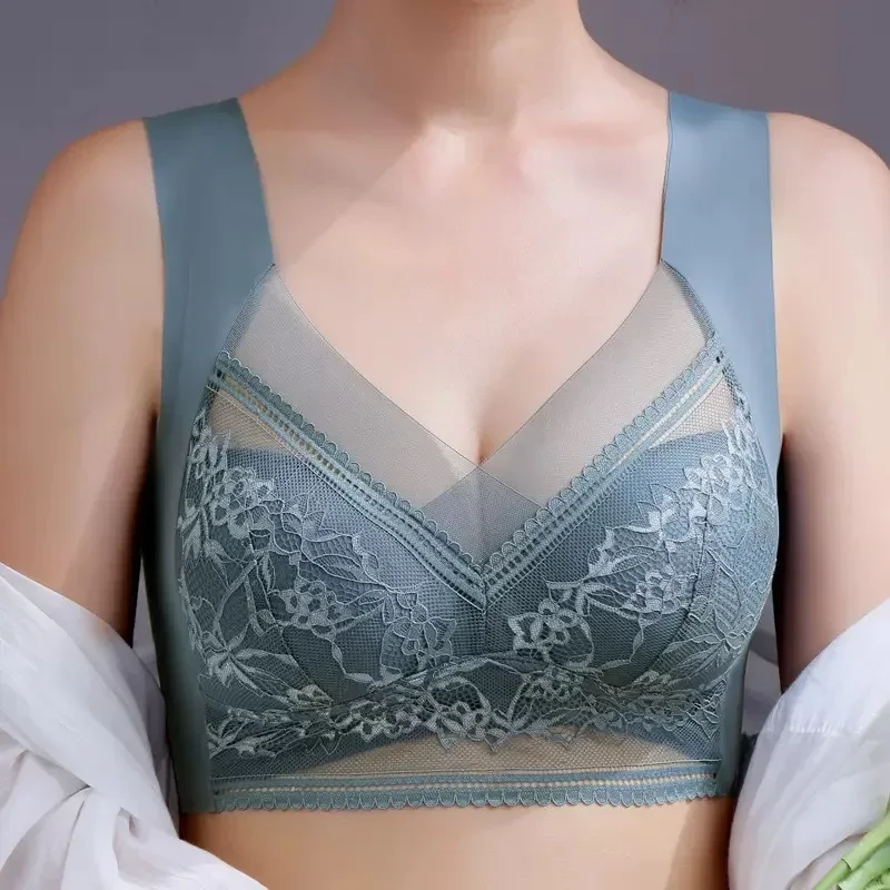 Lace plus size Underwear No Mark Beauty Back Vest Women's Fixed One-piece Cup Breathable No Steel Ring Wrap Chest Women's Black Batch