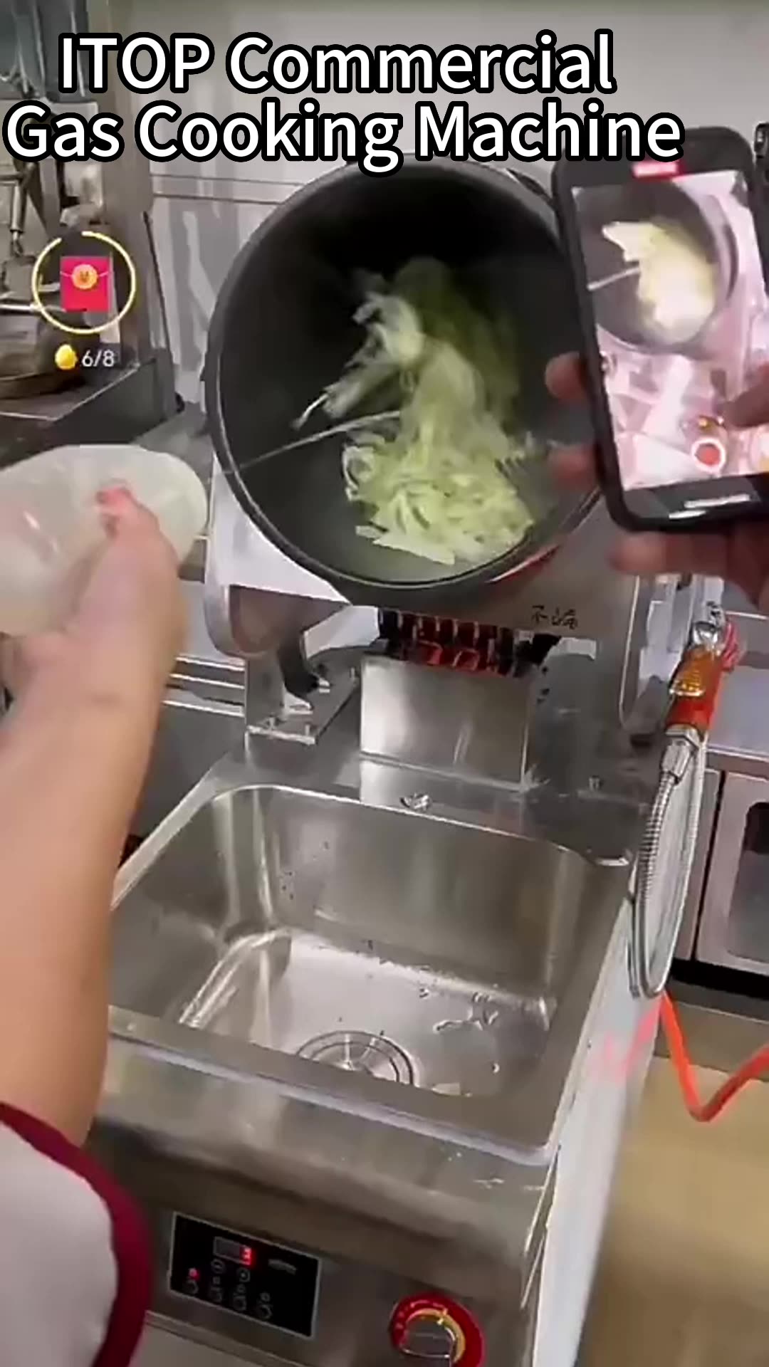 Restaurant Kitchen Use Automatic Stir Fry Machine Gas Cooking Rotating