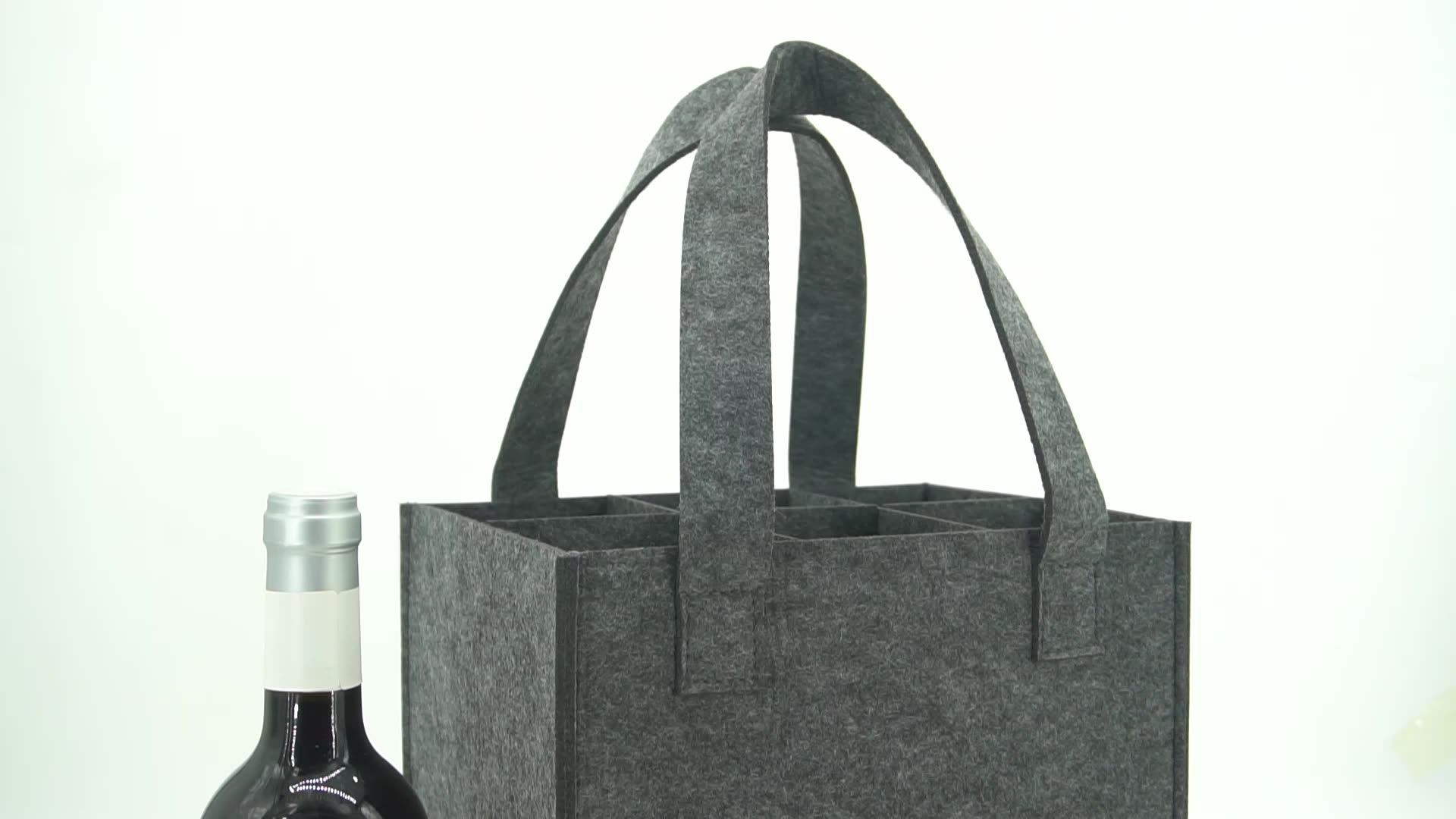Wholesale Felt Wine Bottle Bag Divided Wine Tote Bag High Quality