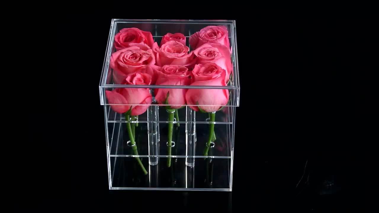 Environmentfriendly Retail Waterproof Rose Flower Acrylic Clear Box