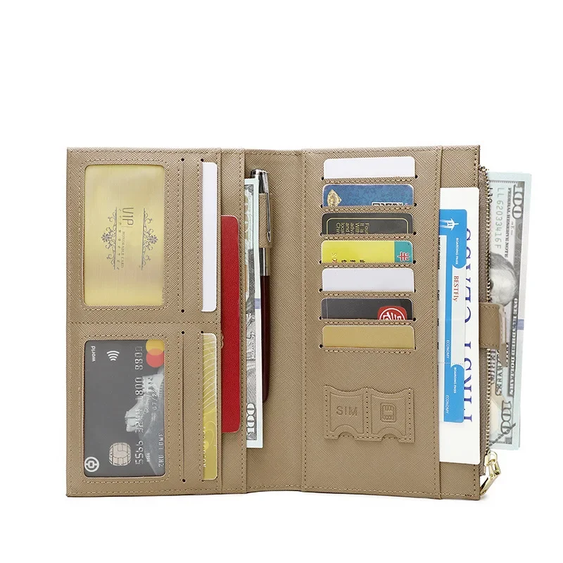 RFID anti-theft brush passport bag zipper buckle document storage passport holder new multi-function long women's wallet