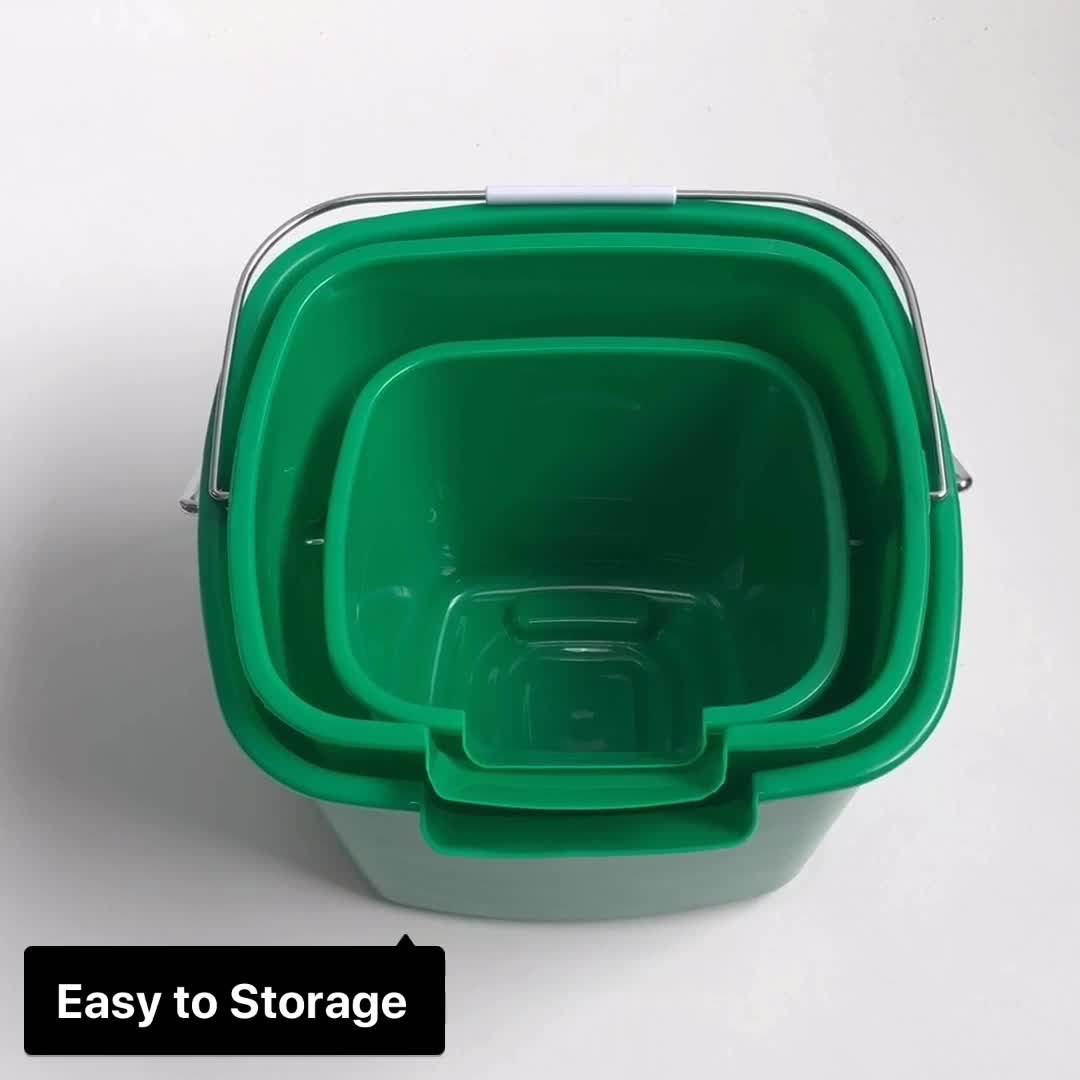 3qt 6qt 8qt Hdpe Green Square Plastic Cleaning Pail Small Bucket With