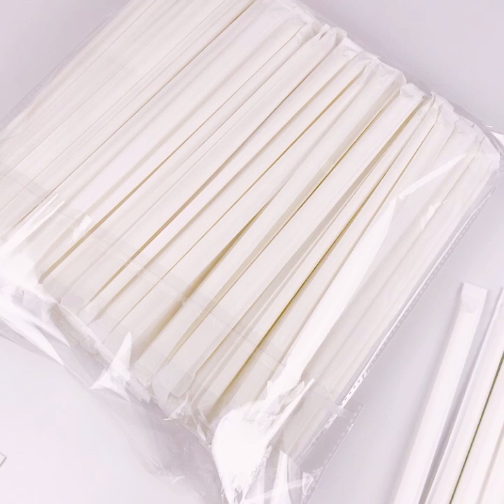 Straw Wrapped White Paper Straw Packaging 197mm 10mm Drinking Straw