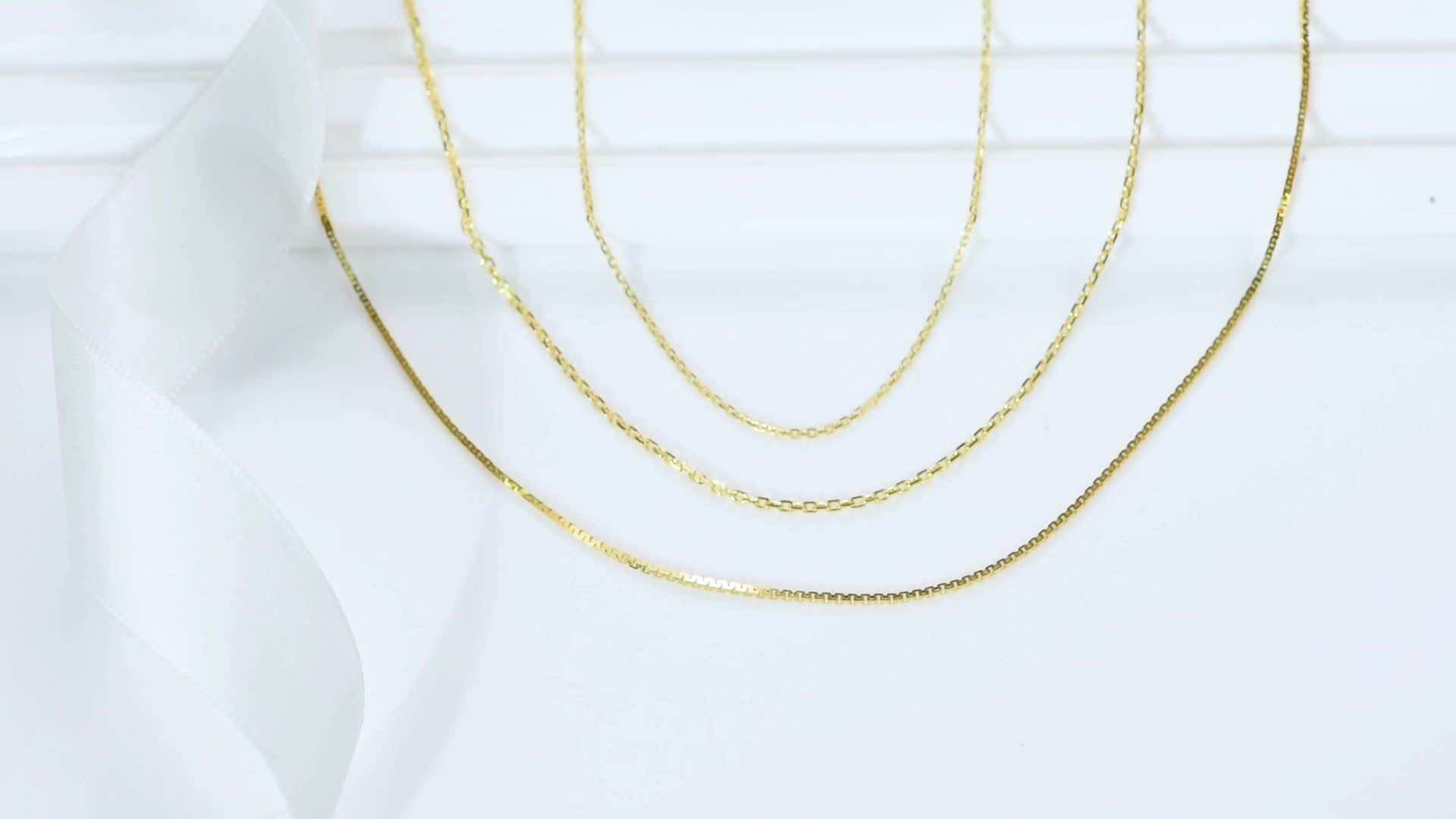 18k Solid Gold Chain Jewelry 0.8mm Real Yellow Gold Box Links Chain
