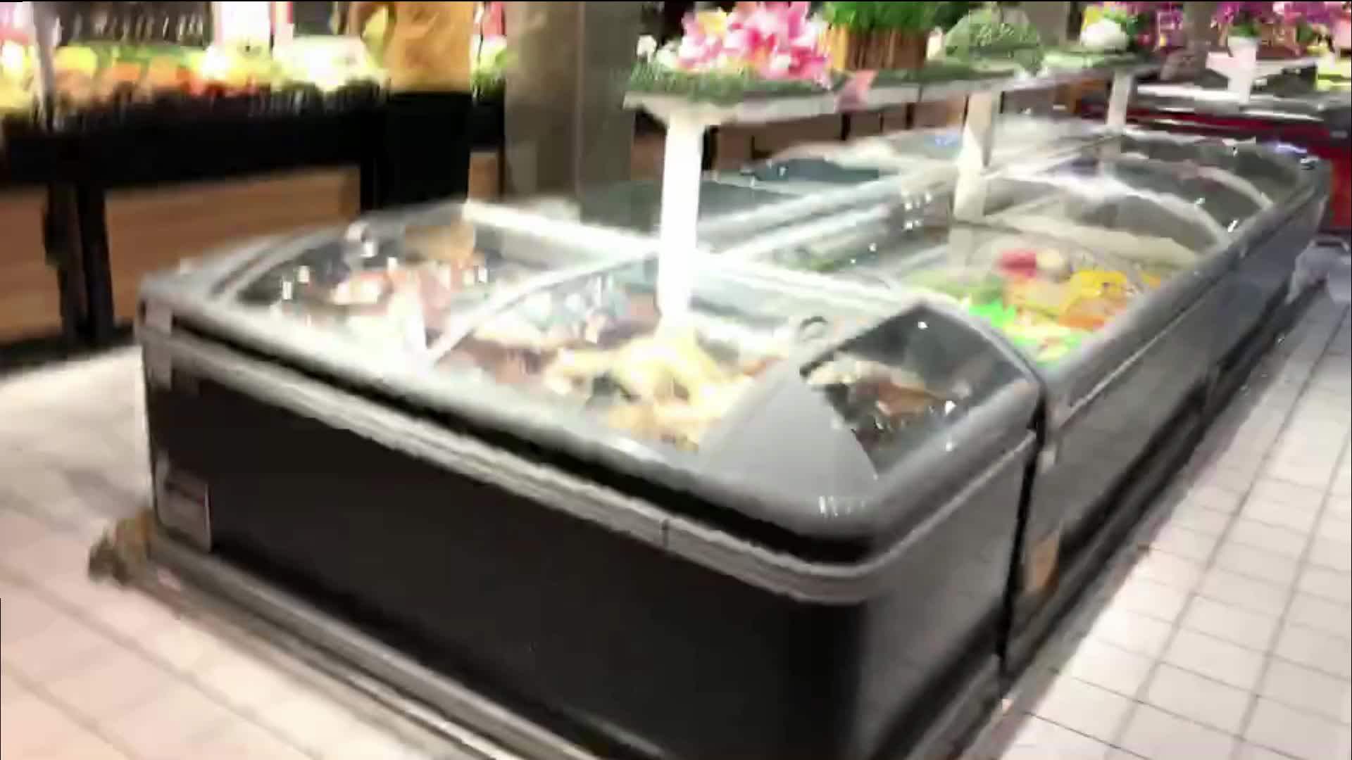 Commercial Open Top Single/double Island Frozen Meat Refrigerator With