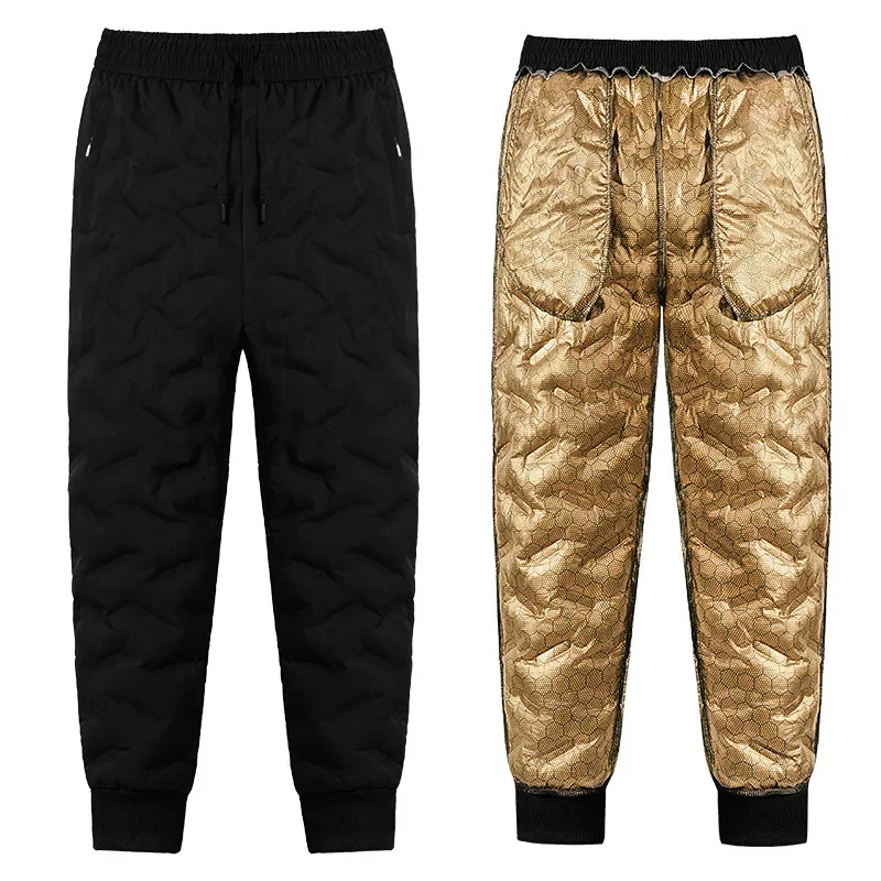 Winter black gold graphene heating cashmere pants black with gray 0122 black gold cotton pants