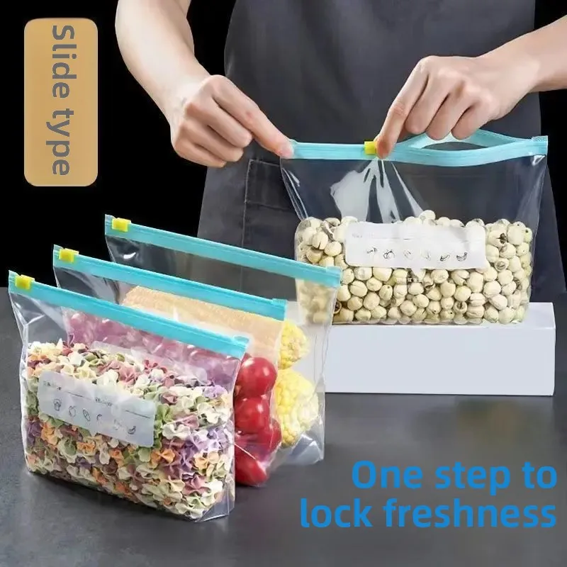 [Reusable] Slide-Lock Sealed Bag, Fresh-Keeping Bag, Refrigerator Food Special Bag, Ziplock Bag, Fresh-Keeping Bag