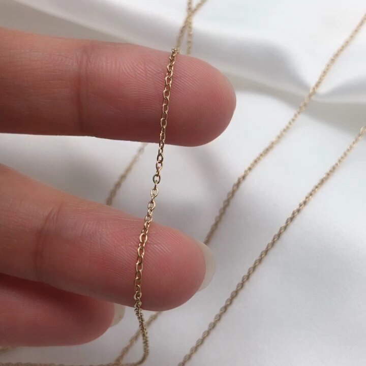 Wholesale Custom Length Necklace Stainless Steel Plain 18k Gold Plated