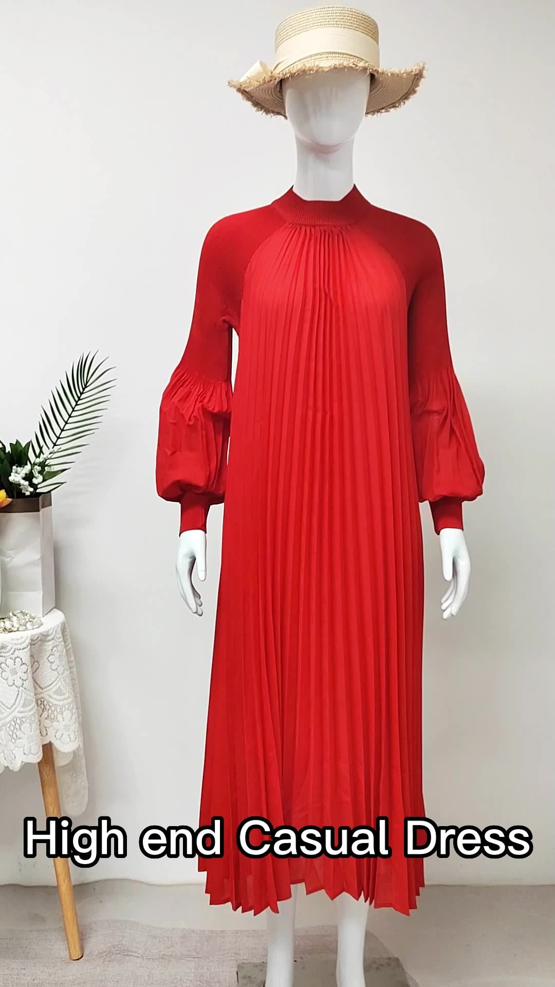 New Arrivals 2023 Spring Summer Casual Pleated Dresses Long Skirt With Versatile Style And