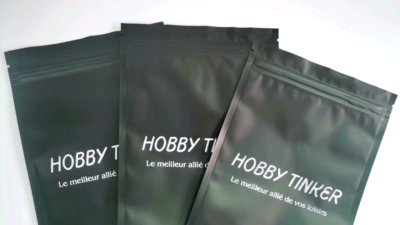 Custom Printed Flat Bottom Pouch Ziplock Matte Black Resealable