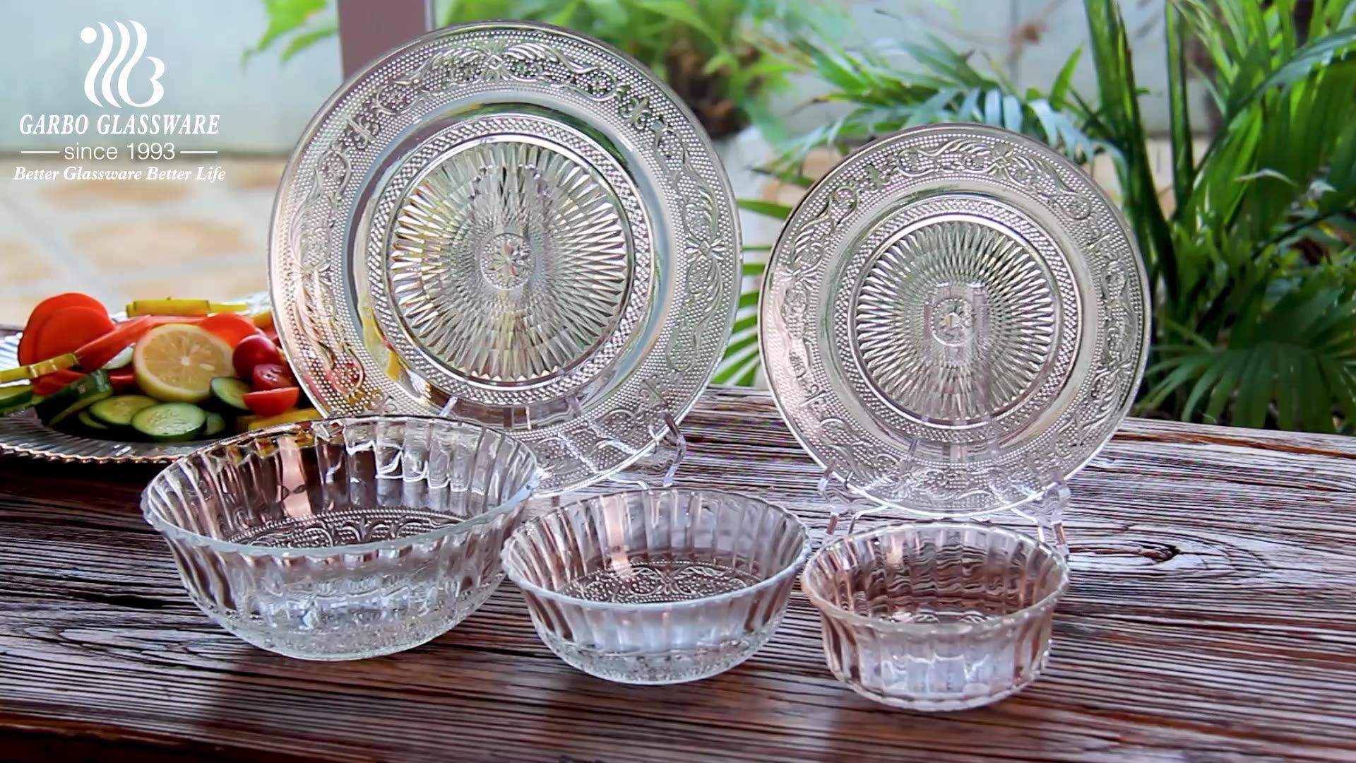High Quality Transparent Polish clear Glass Dishes and Glass Pates STOCK  7inch Glass Dinner Plate Home Used Tableware for Home
