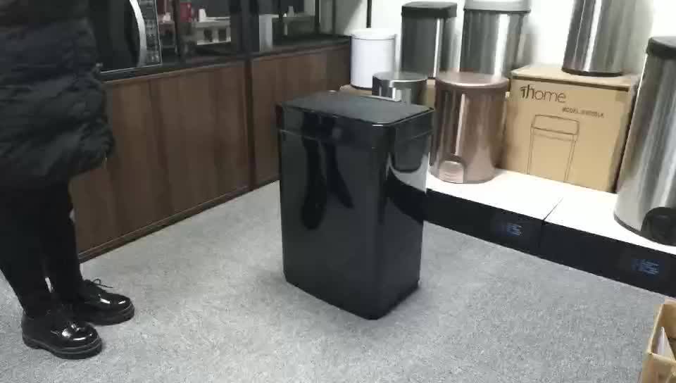 Automatic Waste Bin 13 Gallon Trash Can Metal Kitchen Bin Black Color