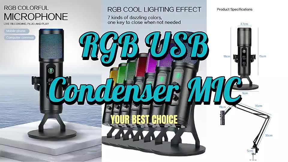 ZX-776 USB Condenser Gaming Microphone with RGB Lighting
