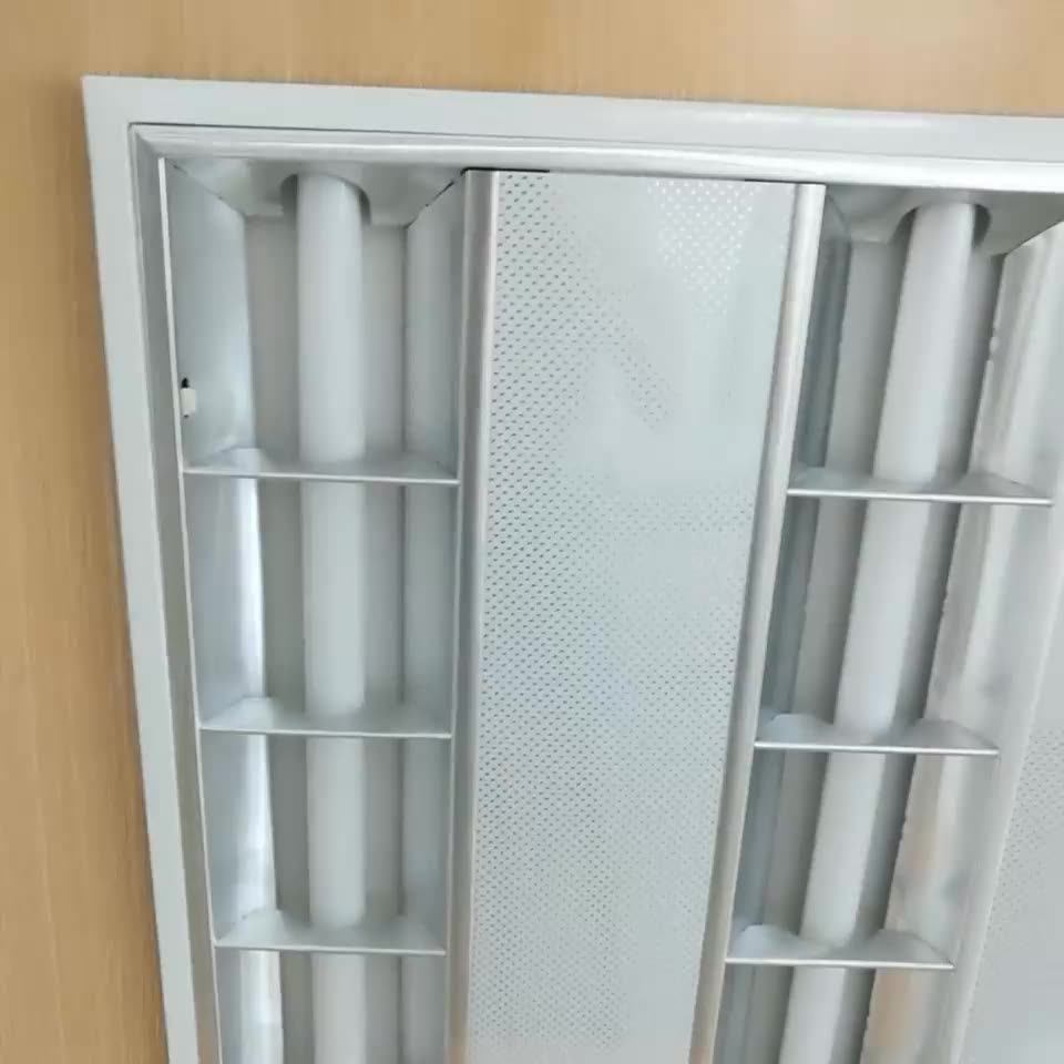 T8/t5 Fluorescent Louver Office Recessed Grille Lighting Fixture 3*18w Tube Light Fittings T8