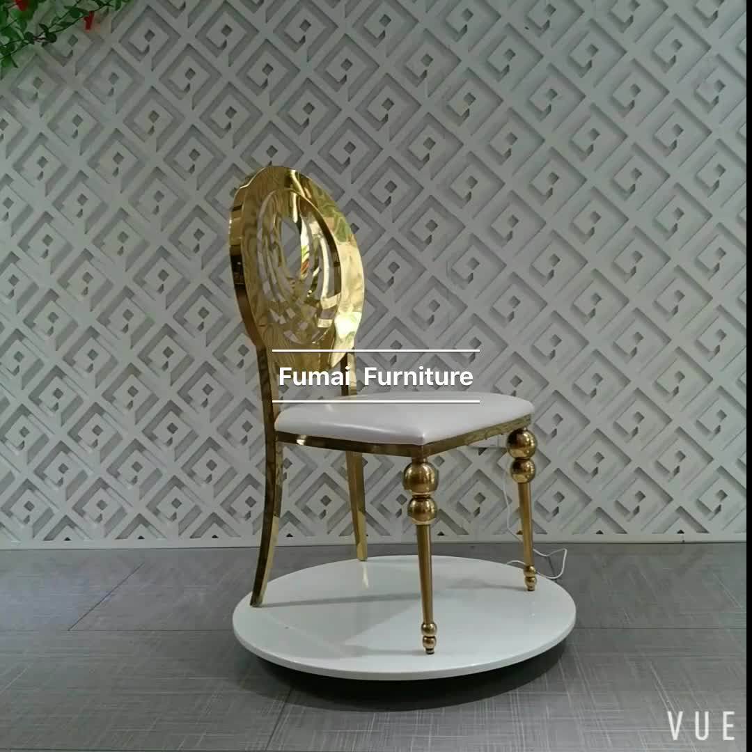 Luxury Wedding Furniture Round Back Stainless Steel Throne Chairs