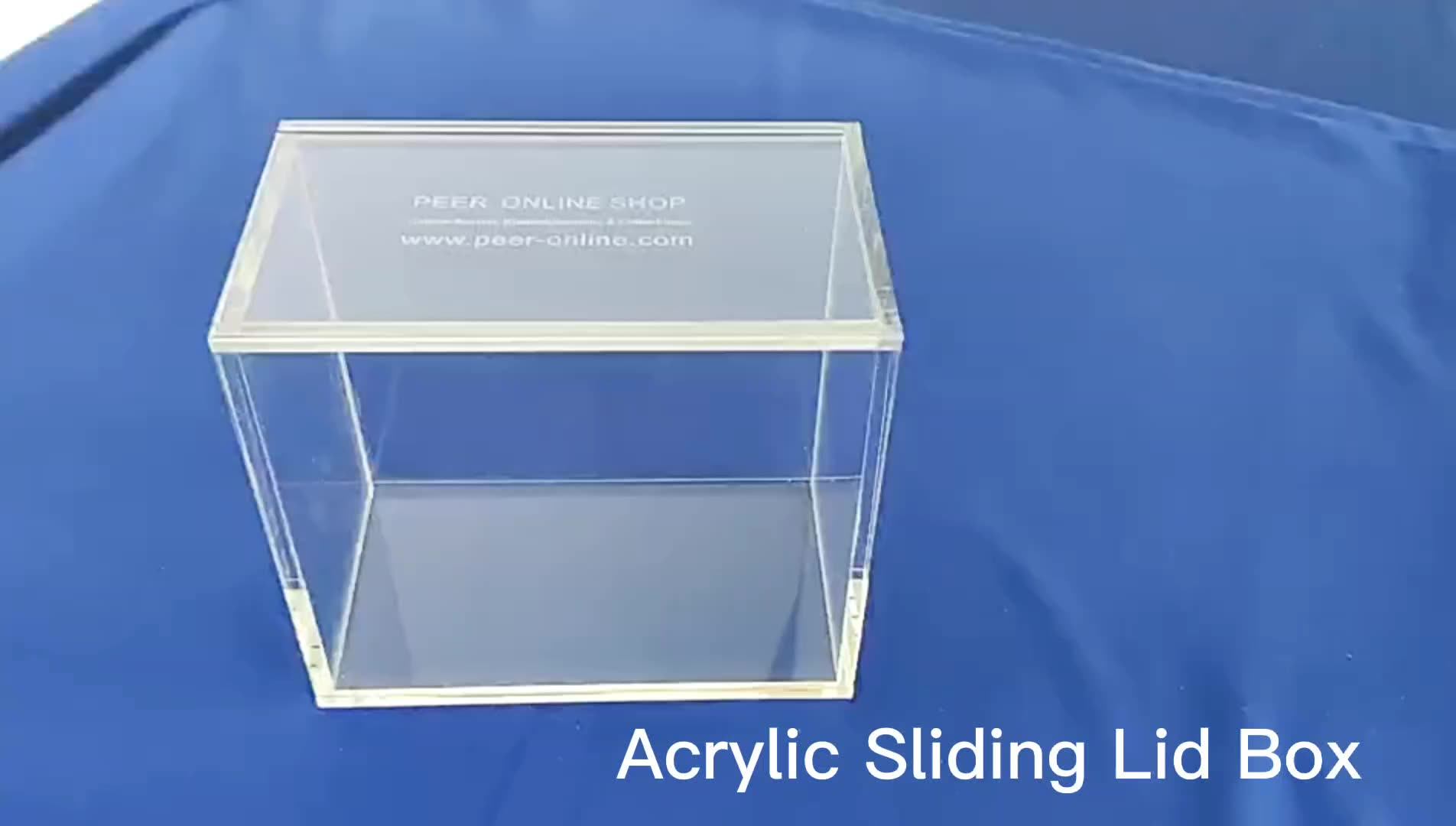 Custom Square Clear Acrylic Sliding Lid Box Perspex Box With Sliding