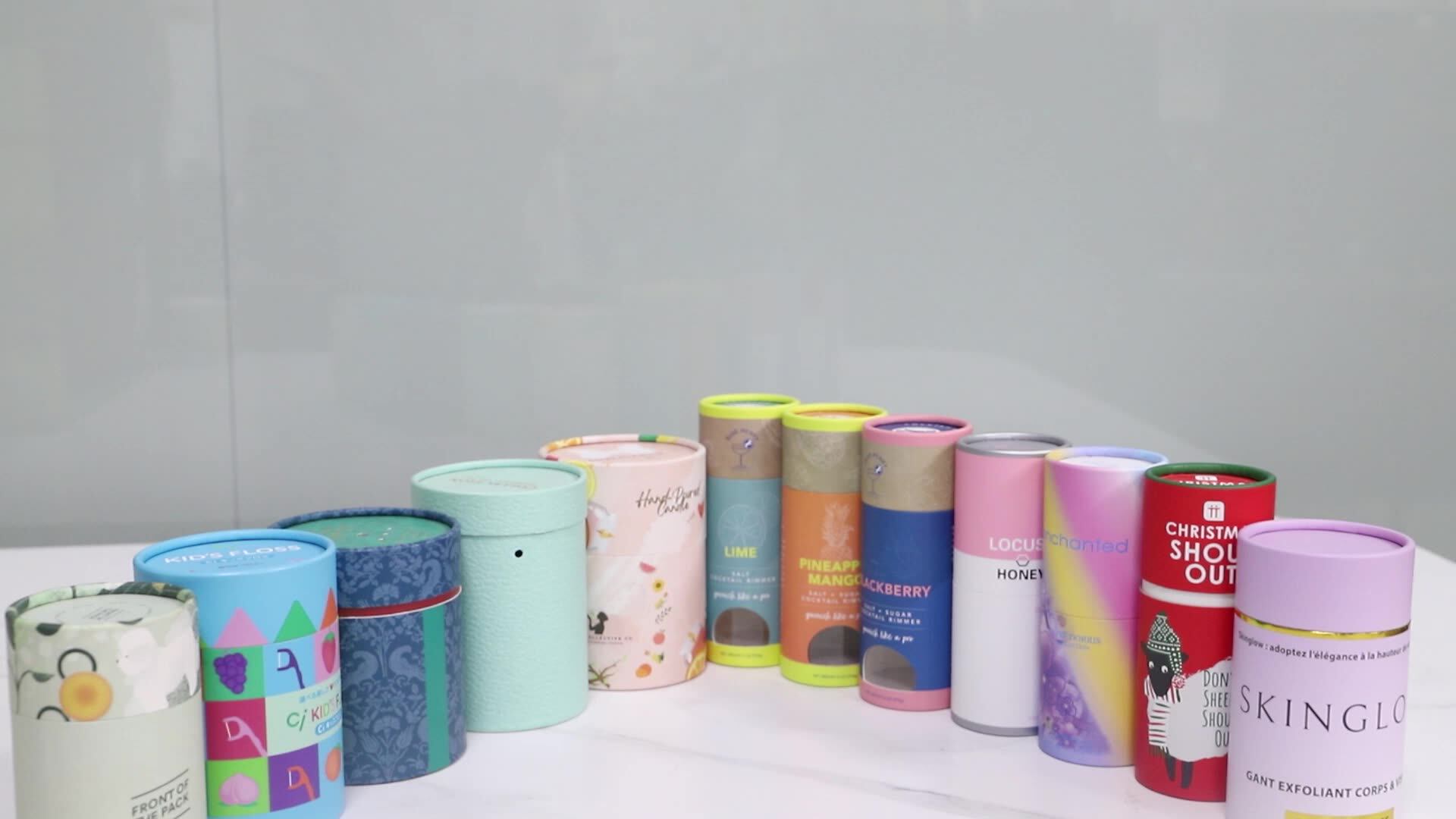 Custom Recyclable Round Tissue Jar Box Packaging Telescopic Cylinder