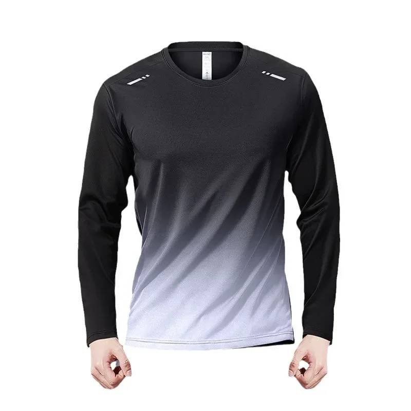 Men's Quick-Dry T-Shirt, Ice Silk Thin Long-Sleeve Loose Fitness Clothing, Training Running Top, New Style Upper Bodywear