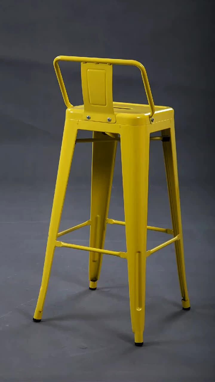 Cheap Metal Dining Chair Stackable Vintage Industrial Cafe Restaurant Metal Chairs Black Metal