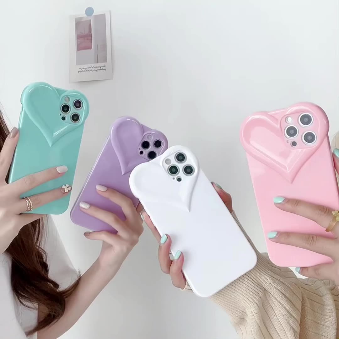 New Design Heart Camera Protector Phone Case For Iphone 712 Pro Max