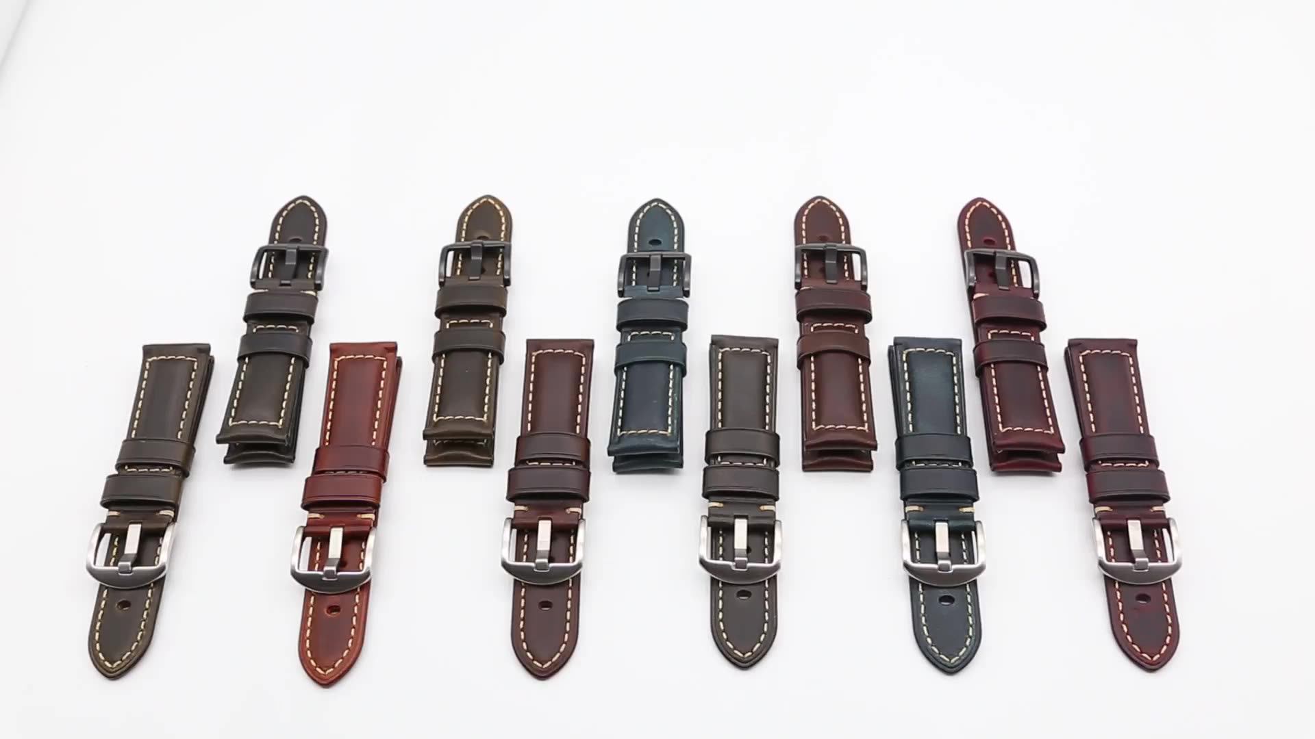 Oem Custom Wholesale Men Italian Vintage Genuine Leather Watch Band