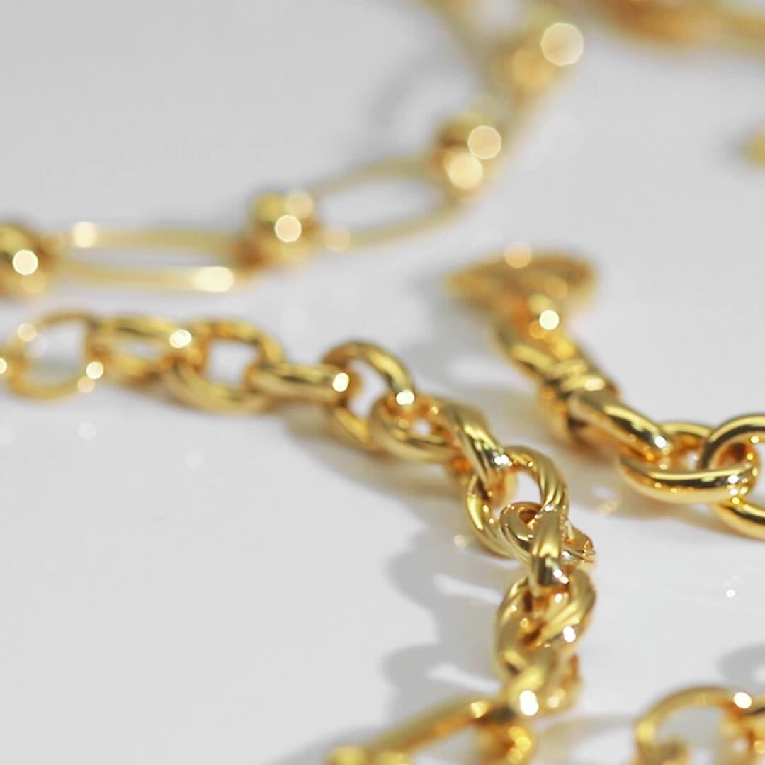 Wholesale 18k Real Pure Solid Gold Customized Hollow Chain Bracelet Oro