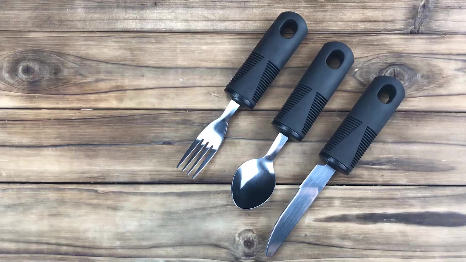 3 Pcs Adaptive Utensil Set Arthritis Aid Silverware For Parkinsons Hand