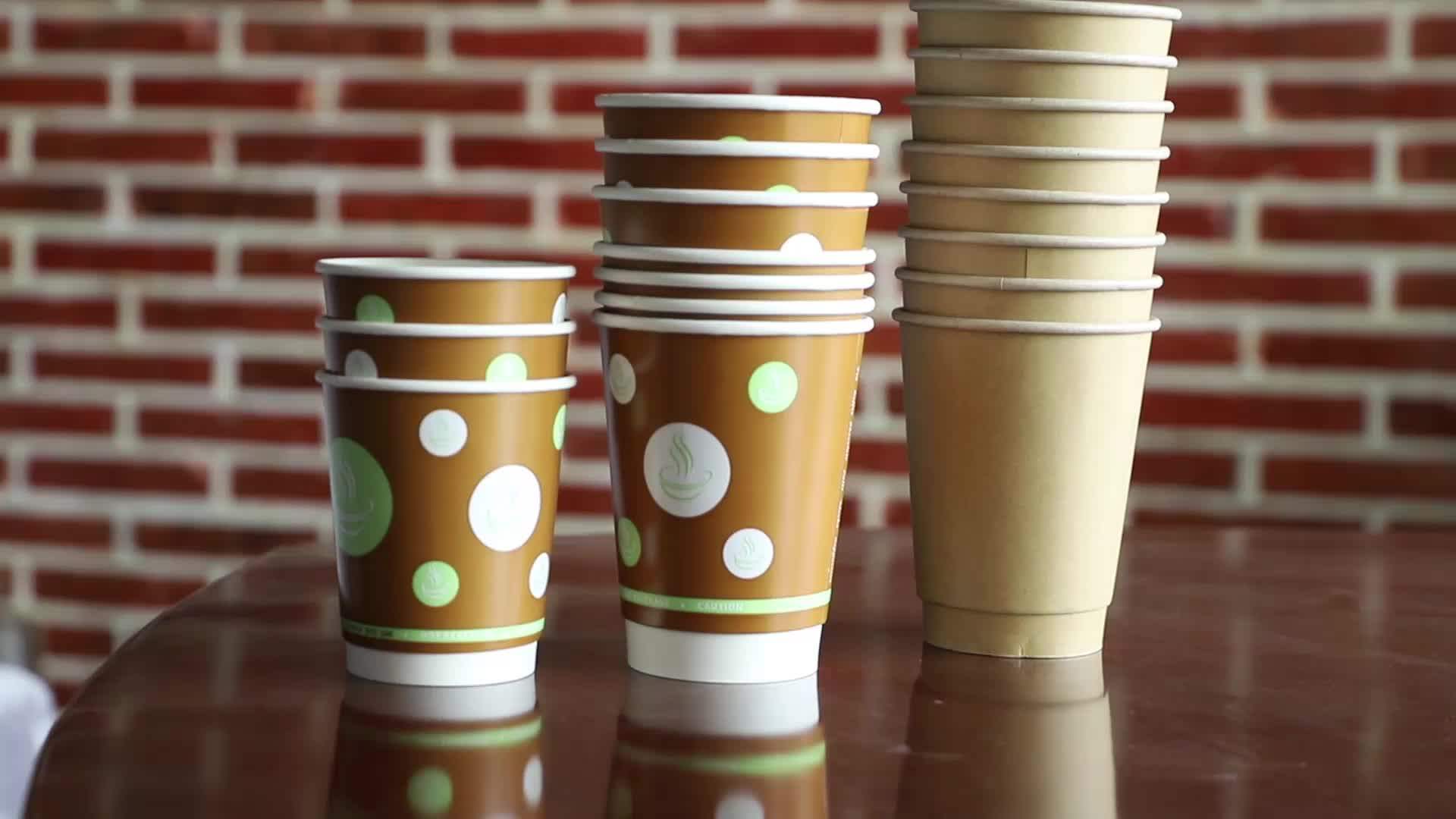 Paperboard Cup Double Wall Insulated Boba Paper Cups Compostable Kraft ...