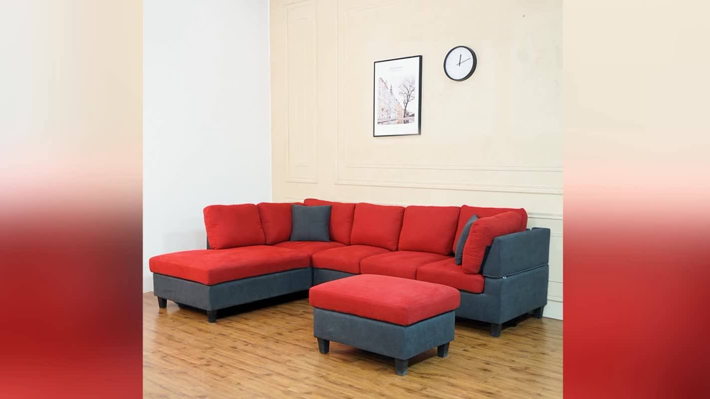 Simple Designs Red Corner Sofa With Chaise Lounge Luxury Furniture