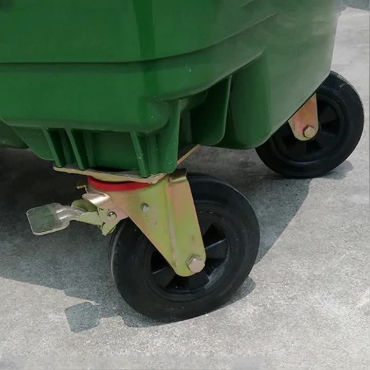 8 Inch Rubber On Iron Casters Trash Bins Outdoor Dustbin Wheel Castor