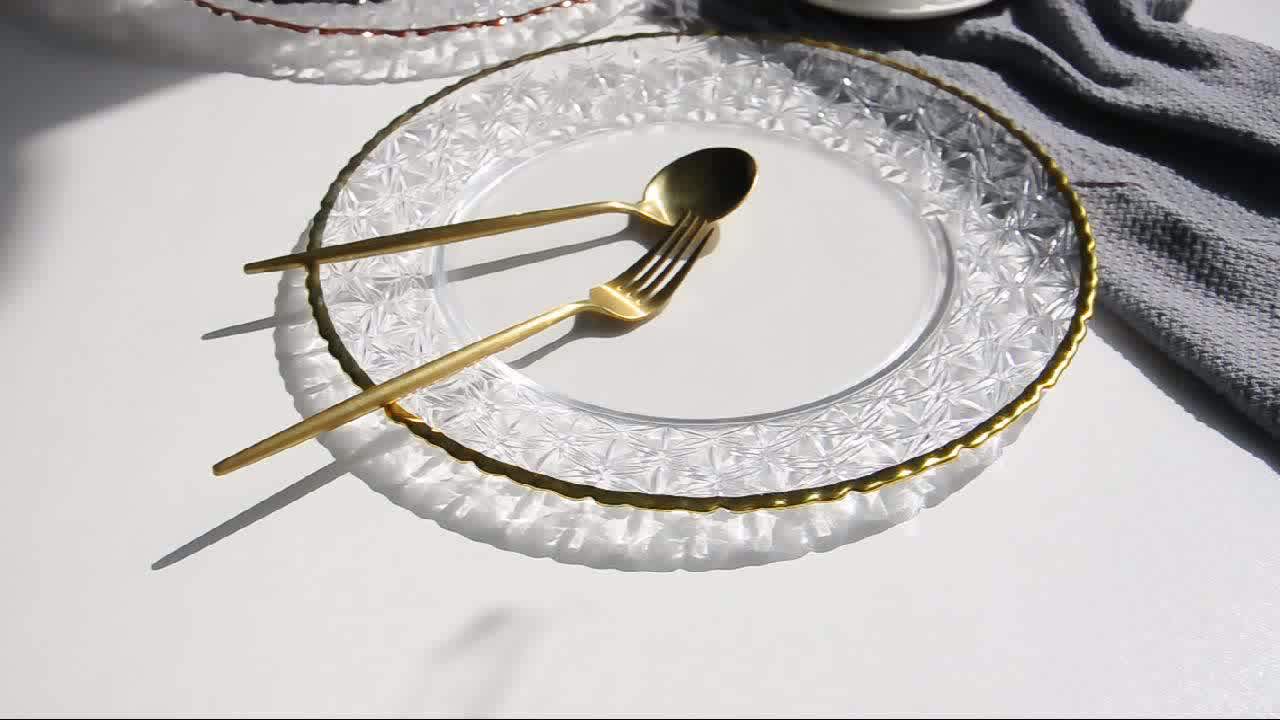 Weddings Dessert Wholesale Clear Decorative Round Under Gold Glass